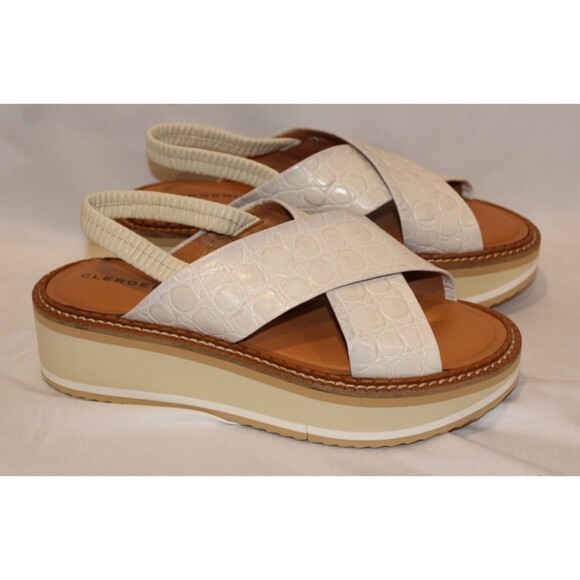 Clergerie Women's Freedoc Maxi Platform Croc Sandals Straw Bone Sz 7 $805 - Picture 2 of 5